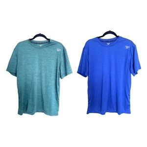 2 Pack Men's Reebok Training Moisture-Wicking Tech T-Shirt in Blue and Green